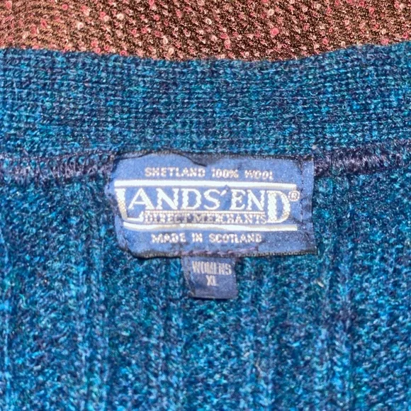 Lands' End Blue Wool Knit Vest - Picture 2 of 3